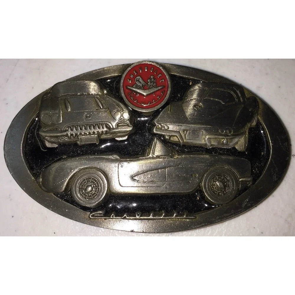Corvette Belt Buckle 3 Chevrolet Corvettes Chevy C+J Inc Vintage 1990 c+j1508 US